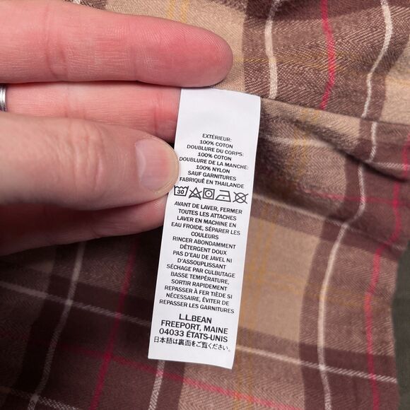 LL Bean Adirondack Barn Coat Womens 3X Chore Jacket Green Flannel Plaid Lined - Picture 9 of 13